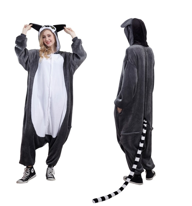 Animal Onesie Animal Pajamas Halloween costumes Adult Ring Tailed Lemur