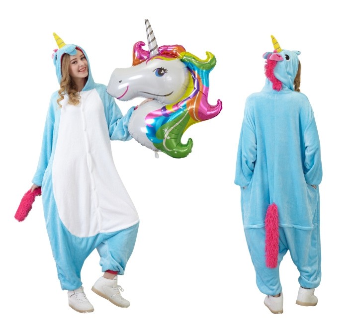 Animal Onesie Animal Pajamas Halloween costumes Adult Teal Unicorn