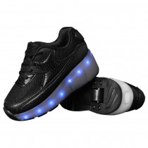 Teemway LED Flashing Roller Wheel Sneaker Black Kids Size
